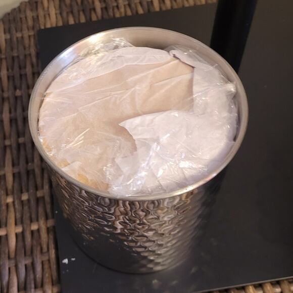 NIB UNCOMMON JAMES Silver Metal Hammered Cannister Set 2 Kitchen Gift Wood Lid - Picture 5 of 6